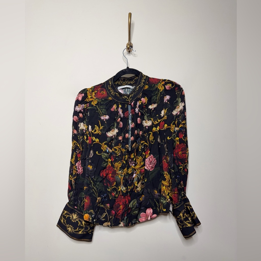 Alice and Olivia Marion Mock Neck Floral Blouse - Picture 4 of 6